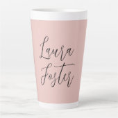 Tasse Latte Écriture manuscrite classique Nom élégant Rose Gol (Devant)