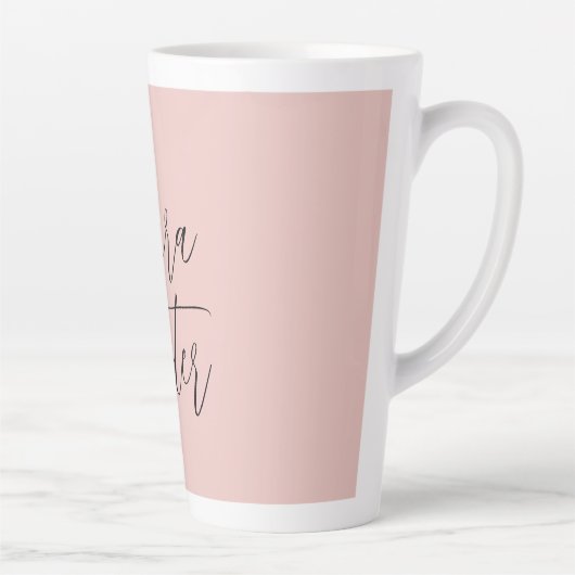 Tasse Latte Écriture manuscrite classique Nom élégant Rose Gol (Droite)