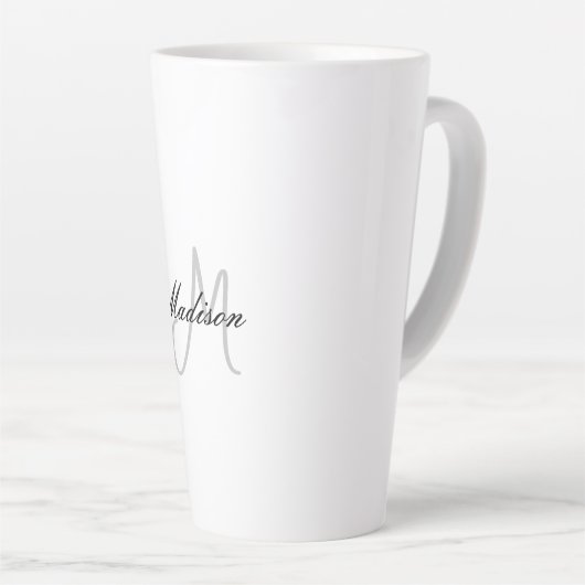 Tasse Latte Écriture manuscrite moderne monogramme Nom initial (Angle droit)