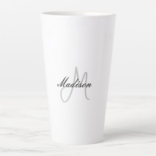 Tasse Latte Écriture manuscrite moderne monogramme Nom initial (Devant)