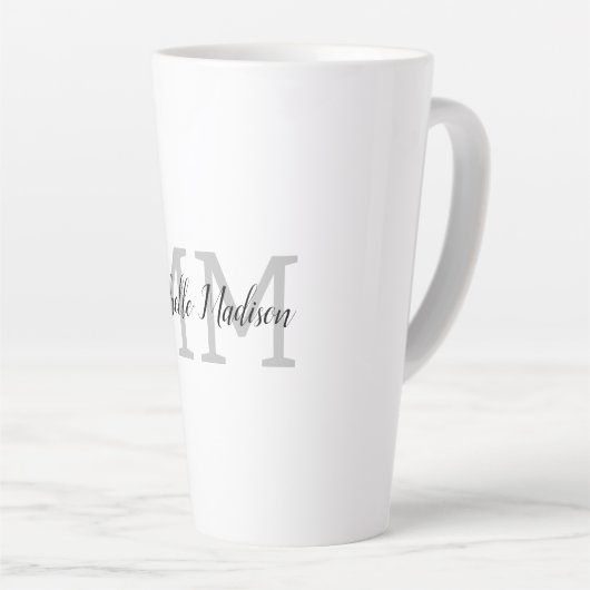 Tasse Latte Écriture manuscrite moderne monographie Nom Initia (Angle droit)