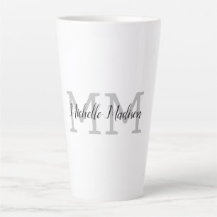 Tasse Latte Écriture manuscrite moderne monographie Nom Initia
