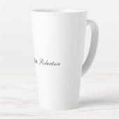 Tasse Latte Écriture manuscrite noire Noir Blanc Plaine minima (Angle droit)