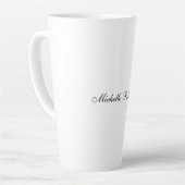 Tasse Latte Écriture manuscrite noire Noir Blanc Plaine minima (Angle gauche)