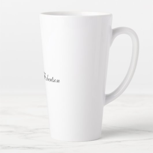 Tasse Latte Écriture manuscrite noire Noir Blanc Plaine minima (Droite)