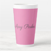 Tasse Latte Écriture manuscrite Nom professionnel simple rose (Devant)