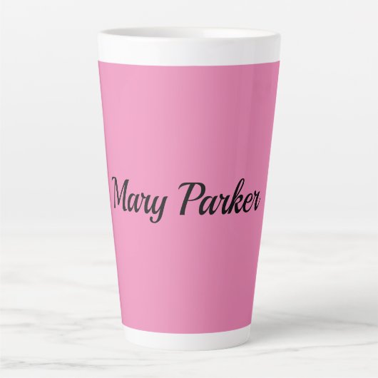 Tasse Latte Écriture manuscrite Nom professionnel simple rose (Devant)