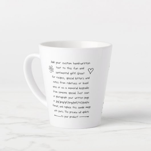 Tasse Latte Écriture manuscrite personnalisée (Angle gauche)