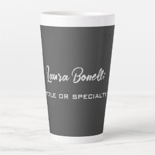 Tasse Latte Écriture minimaliste Professionnelle Moderne Gris 