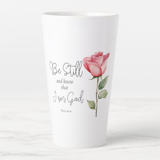 Tasse Latte Écriture Soyez toujours et Sachez que je suis Dieu (Devant)