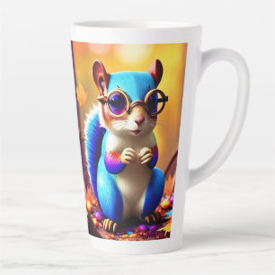Tasse Latte Écureuil coloré mignon avec lunettes
