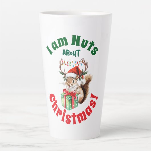 Tasse Latte Écureuil de Noël & Antlers & boîte cadeau (Devant)