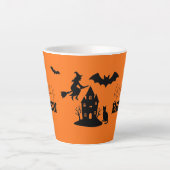Tasse Latte Éffrayant Hauné Maison & Sorcière Silhouette | (Devant)