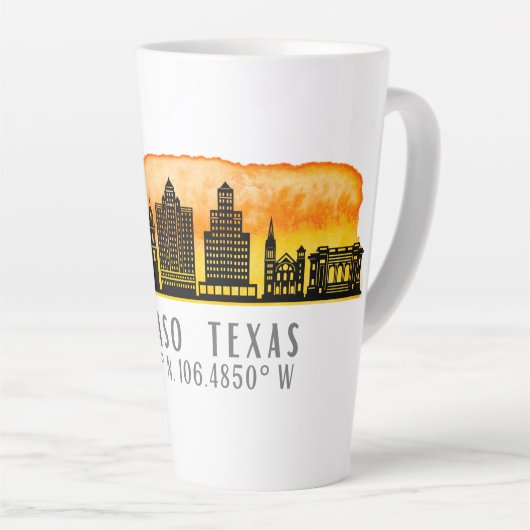 Tasse Latte El Paso Skyline Latitude et Longitude (Angle droit)