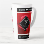 Tasse Latte Élégant 15e anniversaire de Mariage Rose (Angle droit)