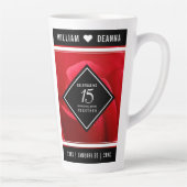Tasse Latte Élégant 15e anniversaire de Mariage Rose (Droite)