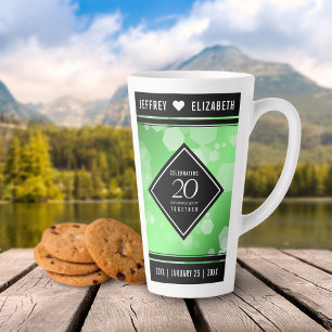 Tasse Latte Élégant 20e anniversaire de Mariage d'émeraude