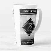 Tasse Latte Élégant 25e anniversaire de Mariage d'argent (Angle droit)
