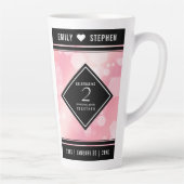 Tasse Latte Elégant 2e Rose Quartz Mariage Anniversaire Latte (Droite)