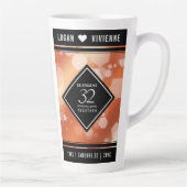 Tasse Latte Élégant 32e Anniversaire de Mariage Bronze (Droite)