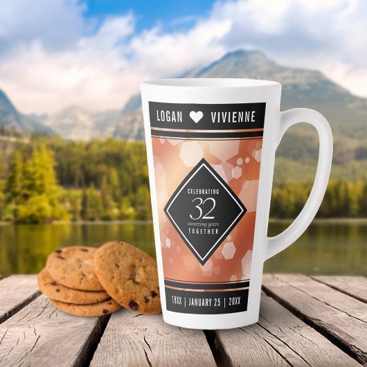Tasse Latte Élégant 32e Anniversaire de Mariage Bronze