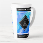 Tasse Latte Élégant 41ème anniversaire Mariage de Topaz Bleu (Angle droit)