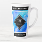Tasse Latte Élégant 41ème anniversaire Mariage de Topaz Bleu (Droite)