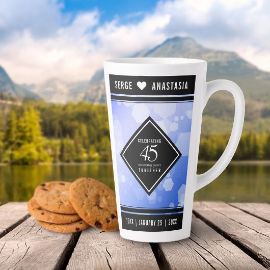 Tasse Latte Élégant 45e anniversaire de Mariage Sapphire
