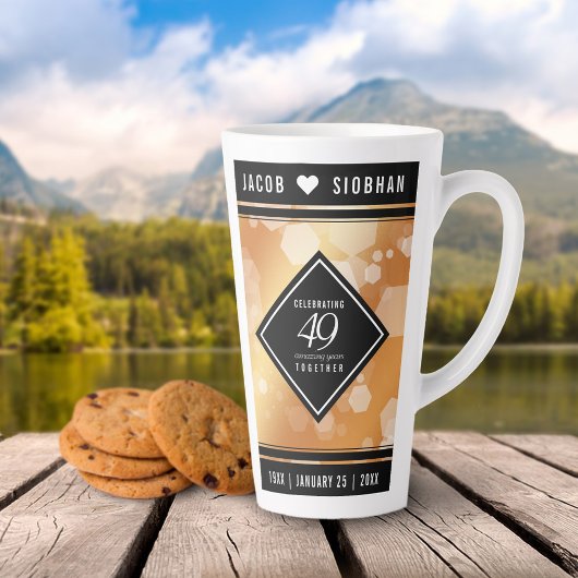 Tasse Latte Élégant 49e anniversaire de Mariage de cuivre49