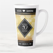 Tasse Latte Élégant 50e anniversaire de Mariage d'or (Droite)