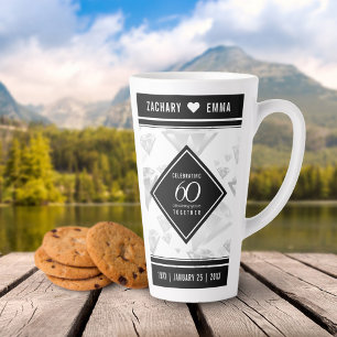 Tasse Latte Élégant 60e anniversaire de Mariage de diamant