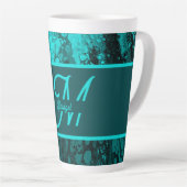 Tasse Latte Elégant Aqua Turquoise bold Script Monogramme (Angle droit)