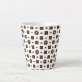 Tasse Latte Elégant blanc et Brown Motif À damiers (Devant)