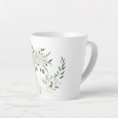 Tasse Latte Elégant blanc Floral Wreath Cup Conception (Angle droit)