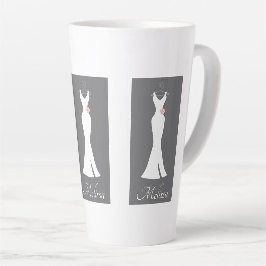 Tasse Latte Elégant blanc sur gris - Design élégant simple (Angle droit)