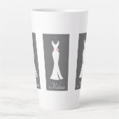 Tasse Latte Elégant blanc sur gris - Design élégant simple (Devant)