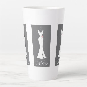 Tasse Latte Elégant blanc sur gris - Design élégant simple