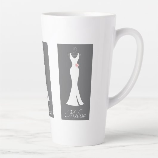 Tasse Latte Elégant blanc sur gris - Design élégant simple (Droite)