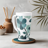 Tasse Latte Elégant bleu Aqua motifs floraux Conception de la