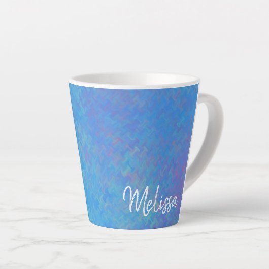 Tasse Latte Elégant bleu marbré personnalisé (Angle droit)