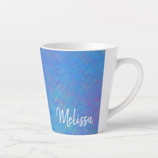 Tasse Latte Elégant bleu marbré personnalisé (Droite)