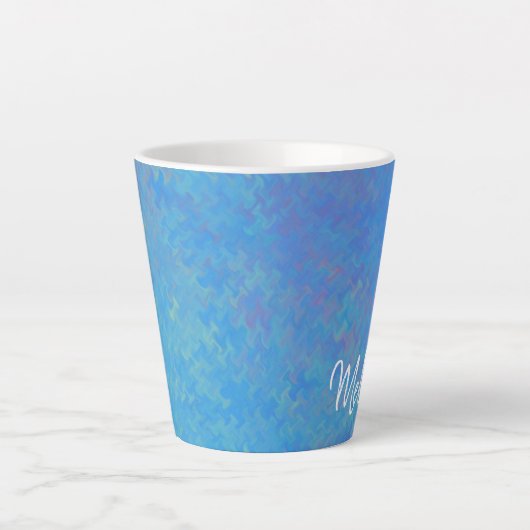 Tasse Latte Elégant bleu marbré personnalisé (Devant)