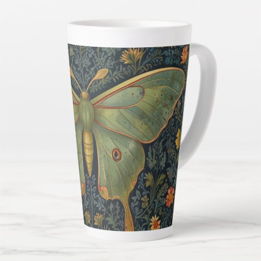Tasse Latte Élégant boho rétro Luna moth botanique (Angle droit)