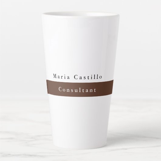 Tasse Latte Élégant Brown blanc minimaliste (Devant)