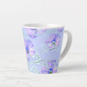 Tasse Latte Élégant casque de téléphone à fleurs violettes - A (Angle droit)