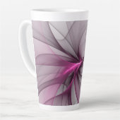 Tasse Latte Elégant Chaos Moderne Abstrait rose Fractal Art (Angle gauche)