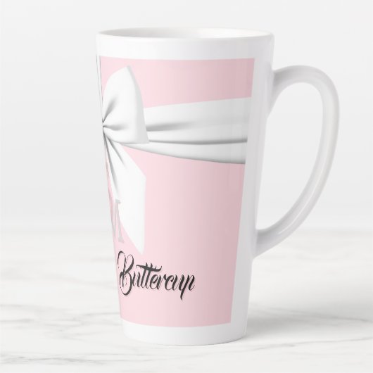 Tasse Latte Élégant Fantaisie Monogramme Anniversaire Tiffany (Droite)