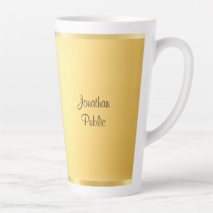 Tasse Latte Élégant Faux Gold Moderne Script manuscrit