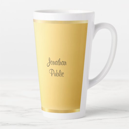 Tasse Latte Élégant Faux Gold Moderne Script manuscrit (Droite)