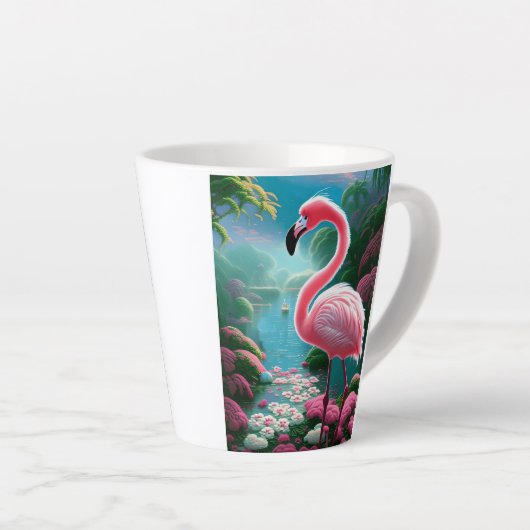 Tasse Latte Élégant Flamant rose tropical-70852 (Angle droit)